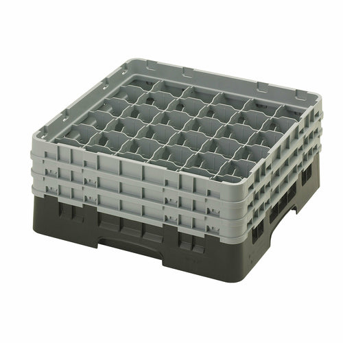 Cambro 36S638110 Camrack™ Glass Rack w/ (36) Compartments - (3) Gray Extenders, Black-cityfoodequipment.com