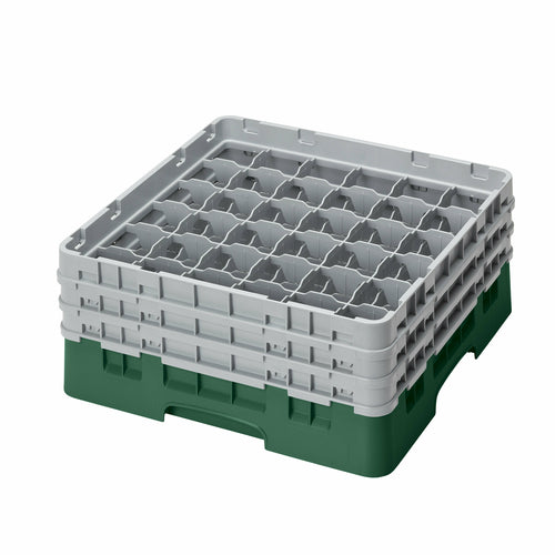 Cambro 36S638119 Camrack™ Glass Rack w/ (36) Compartments - (3) Gray Extenders, Sherwood Green-cityfoodequipment.com