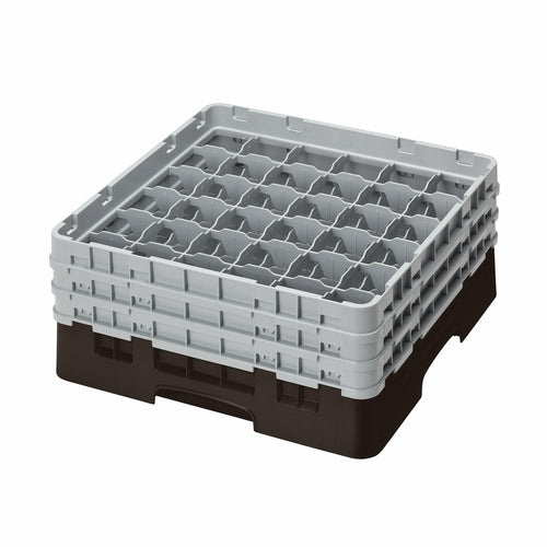Cambro 36S638167 Camrack™ Glass Rack w/ (36) Compartments - (3) Gray Extenders, Brown-cityfoodequipment.com