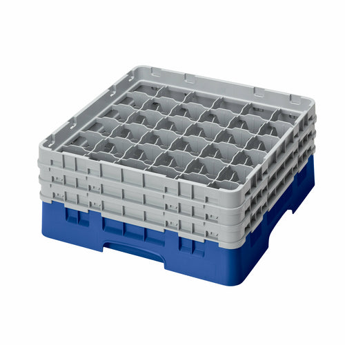 Cambro 36S638168 Camrack™ Glass Rack w/ (36) Compartments - (3) Gray Extenders, Blue-cityfoodequipment.com