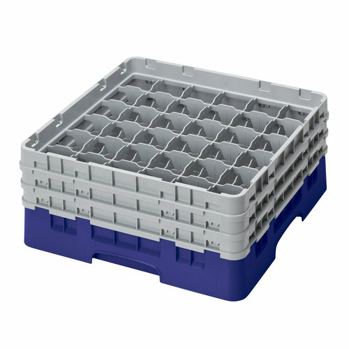 Cambro 36S638186 Camrack™ Glass Rack w/ (36) Compartments - (3) Gray Extenders, Navy Blue-cityfoodequipment.com