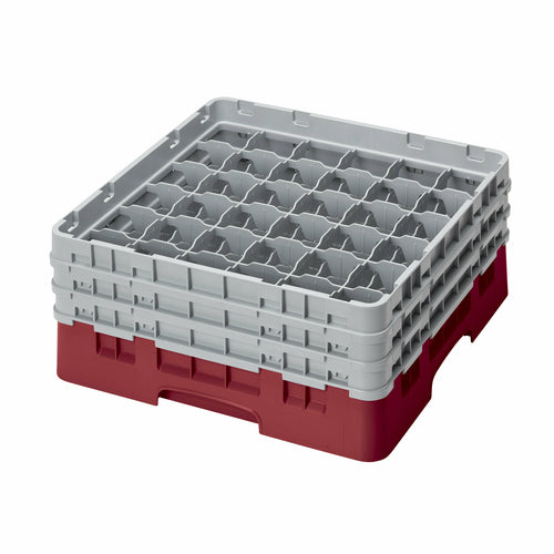 Cambro 36S638416 Camrack™ Glass Rack w/ (36) Compartments - (3) Gray Extenders, Cranberry-cityfoodequipment.com