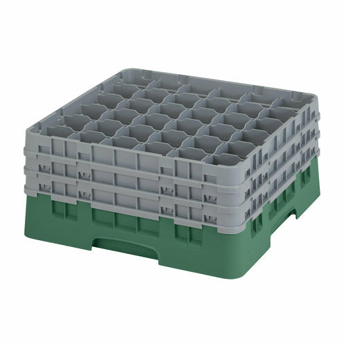 Cambro 36S738119 Camrack™ Glass Rack w/ (36) Compartments - (3) Gray Extenders, Sherwood Green-cityfoodequipment.com