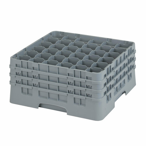 Cambro 36S738151 Camrack™ Glass Rack w/ (36) Compartments - (3) Gray Extenders, Soft Gray-cityfoodequipment.com