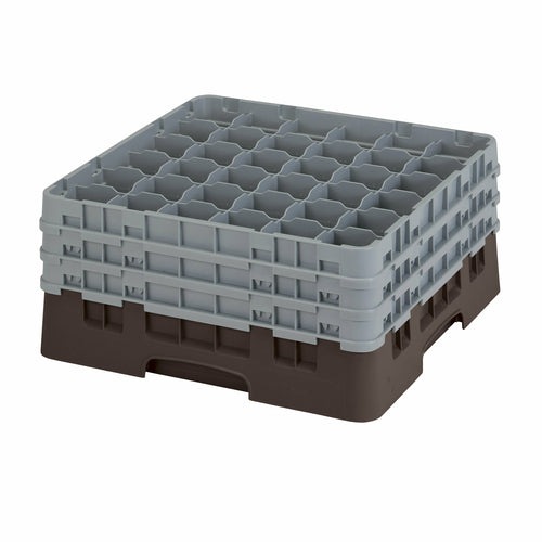 Cambro 36S738167 Camrack™ Glass Rack w/ (36) Compartments - (3) Gray Extenders, Brown-cityfoodequipment.com