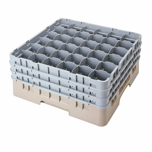 Cambro 36S738184 Camrack™ Glass Rack w/ (36) Compartments - (3) Gray Extenders, Beige-cityfoodequipment.com