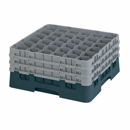 Cambro 36S738414 Camrack™ Glass Rack w/ (36) Compartments - (3) Gray Extenders, Teal-cityfoodequipment.com