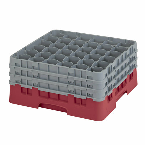 Cambro 36S738416 Camrack™ Glass Rack w/ (36) Compartments - (3) Gray Extenders, Cranberry-cityfoodequipment.com
