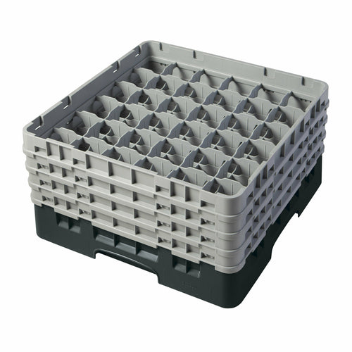Cambro 36S800110 Camrack™ Glass Rack w/ (36) Compartments - (4) Gray Extenders, Black-cityfoodequipment.com