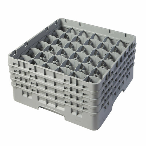 Cambro 36S800151 Camrack™ Glass Rack w/ (36) Compartments - (4) Gray Extenders, Soft Gray-cityfoodequipment.com