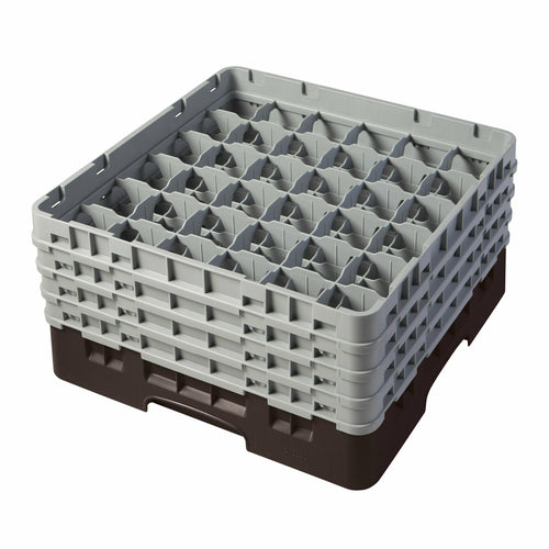 Cambro 36S800167 Camrack™ Glass Rack w/ (36) Compartments - (4) Gray Extenders, Brown-cityfoodequipment.com