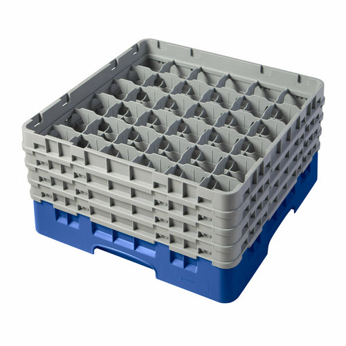 Cambro 36S800168 Camrack™ Glass Rack w/ (36) Compartments - (4) Gray Extenders, Blue-cityfoodequipment.com