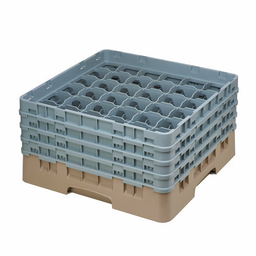 Cambro 36S800184 Camrack™ Glass Rack w/ (36) Compartments - (4) Gray Extenders, Beige-cityfoodequipment.com