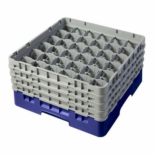 Cambro 36S800186 Camrack™ Glass Rack w/ (36) Compartments - (4) Gray Extenders, Navy Blue-cityfoodequipment.com