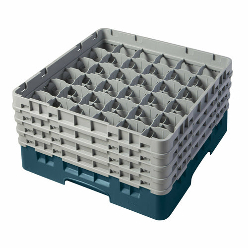Cambro 36S800414 Camrack™ Glass Rack w/ (36) Compartments - (4) Gray Extenders, Teal-cityfoodequipment.com