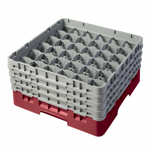 Cambro 36S800416 Camrack™ Glass Rack w/ (36) Compartments - (4) Gray Extenders, Cranberry-cityfoodequipment.com