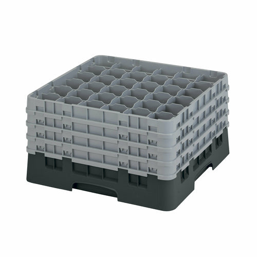 Cambro 36S900110 Camrack™ Glass Rack w/ (36) Compartments - (4) Gray Extenders, Black-cityfoodequipment.com