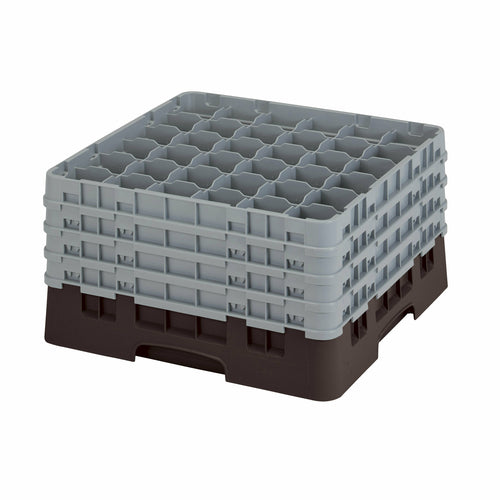 Cambro 36S900167 Camrack™ Glass Rack w/ (36) Compartments - (4) Gray Extenders, Brown-cityfoodequipment.com