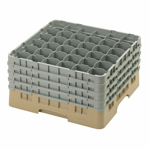 Cambro 36S900184 Camrack™ Glass Rack w/ (36) Compartments - (4) Gray Extenders, Beige-cityfoodequipment.com