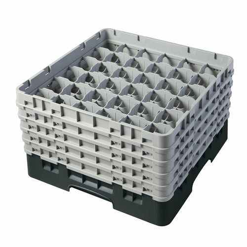 Cambro 36S958110 Camrack™ Glass Rack w/ (36) Compartments - (5) Gray Extenders, Black-cityfoodequipment.com
