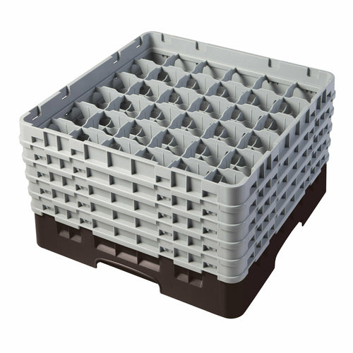 Cambro 36S958167 Camrack™ Glass Rack w/ (36) Compartments - (5) Gray Extenders, Brown-cityfoodequipment.com