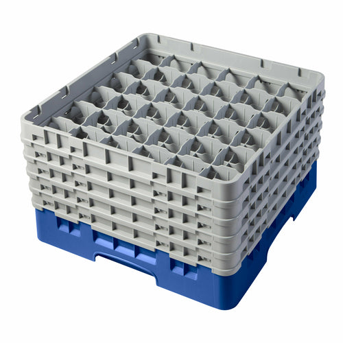 Cambro 36S958168 Camrack™ Glass Rack w/ (36) Compartments - (5) Gray Extenders, Blue-cityfoodequipment.com