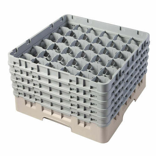 Cambro 36S958184 Camrack™ Glass Rack w/ (36) Compartments - (5) Gray Extenders, Beige-cityfoodequipment.com