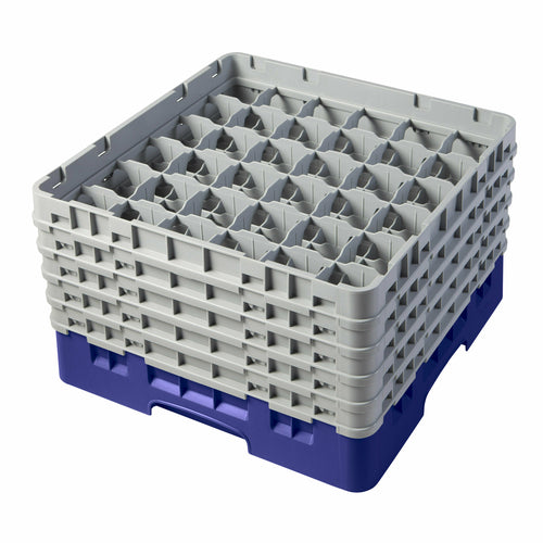 Cambro 36S958186 Camrack™ Glass Rack w/ (36) Compartments - (5) Gray Extenders, Navy Blue-cityfoodequipment.com