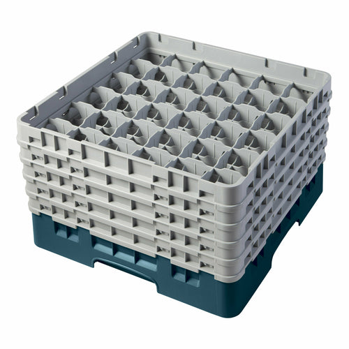 Cambro 36S958414 Camrack™ Glass Rack w/ (36) Compartments - (5) Gray Extenders, Teal-cityfoodequipment.com