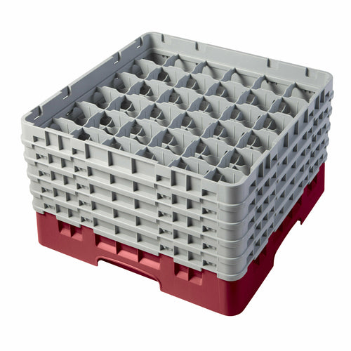 Cambro 36S958416 Camrack™ Glass Rack w/ (36) Compartments - (5) Gray Extenders, Cranberry-cityfoodequipment.com