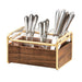 Cal-Mil 3700-46 3 Compartment Flatware Holder - 9 1/2"L x 6 1/2"W x 5 1/2"H, Walnut/Brass-cityfoodequipment.com