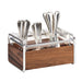 Cal-Mil 3700-49 3 Compartment Flatware Holder - 9 1/2"L x 6 1/2"W x 5 1/2"H, Walnut/Chrome-cityfoodequipment.com