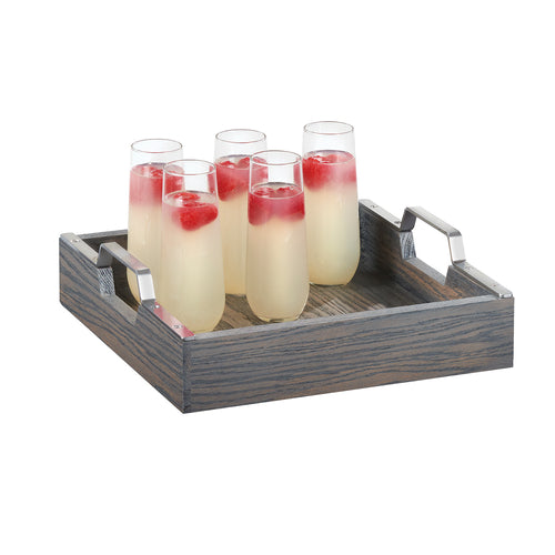 Cal-Mil 3701-83 12" Square Serving Tray w/ Handles - Wood, Ash Gray-cityfoodequipment.com
