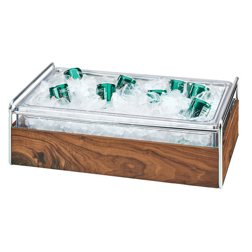 Cal-Mil 3702-12-49 Rectangular Ice Housing - 21 3/4"L x 13 1/2"W x 7 1/4"H, Wood/Chrome Frame-cityfoodequipment.com