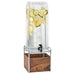 Cal-Mil 3703-3-46 3 gal Beverage Dispenser w/ Ice Tube - Plastic Container, Walnut/Brass Base-cityfoodequipment.com