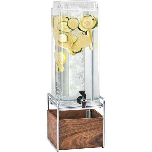 Cal-Mil 3703-3INF-49 3 gal Beverage Dispenser w/ Infuser - Plastic Container, Walnut/Chrome Base-cityfoodequipment.com
