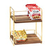 Cal-Mil 3704-2-46 2 Tier Display Stand w/ Adjustable Wood Shelves - 13"W x 12"D x 16 1/2"H, Brass-cityfoodequipment.com