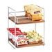 Cal-Mil 3704-2-49 2 Tier Display Stand w/ Adjustable Wood Shelves - 13"W x 12"D x 16 1/2"H, Chrome-cityfoodequipment.com