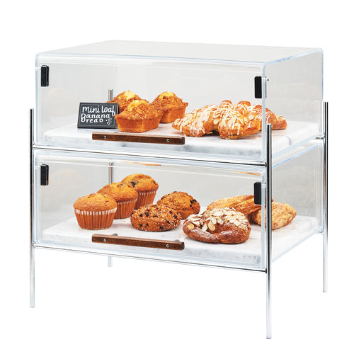 Cal-Mil 3706-1813-49 2 Tier Pastry Display w/ Hinged Doors - Chrome Frame, Acrylic-cityfoodequipment.com