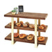 Cal-Mil 3708-46 3 Tier Display Stand w/ Walnut Shelves - 32"W x 13 1/2"D x 25 1/2"H, Brass-cityfoodequipment.com