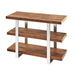 Cal-Mil 3708-49 3 Tier Display Stand w/ Walnut Shelves - 32"W x 13 1/2"D x 25 1/2"H, Chrome-cityfoodequipment.com
