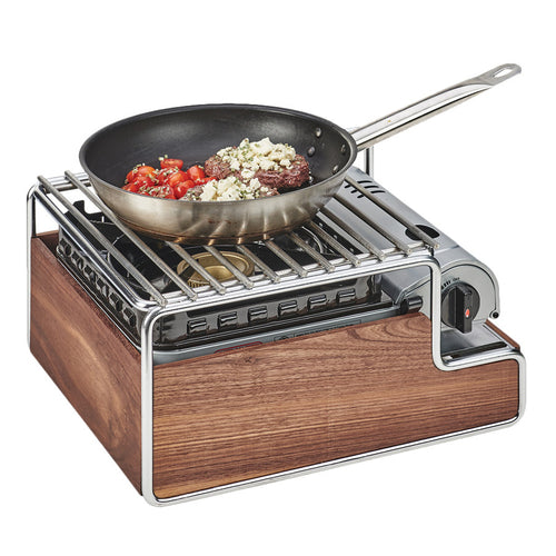 Cal-Mil 3712-49 Frame for Butane Stove - 14 1/4" x 12 3/4" x 7 1/4", Walnut/Chrome-cityfoodequipment.com