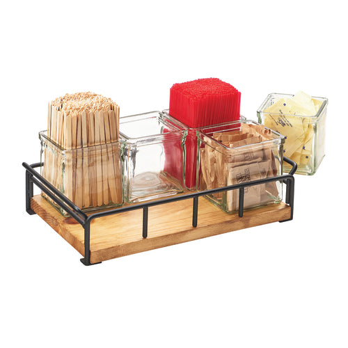 Cal-Mil 3713-99 Rectangular 6 Compartment Condiment Jar Display - Clear/Beige-cityfoodequipment.com