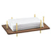 Cal-Mil 3718-46 Mid-Century Napkin Holder for 4" x 8" Napkins - Wood Base w/ Brass Frame-cityfoodequipment.com