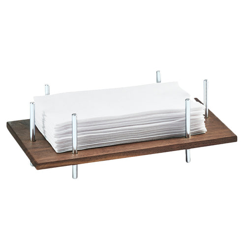 Cal-Mil 3718-49 Mid-Century Napkin Holder for 4" x 8" Napkins - Wood Base w/ Chrome Frame-cityfoodequipment.com