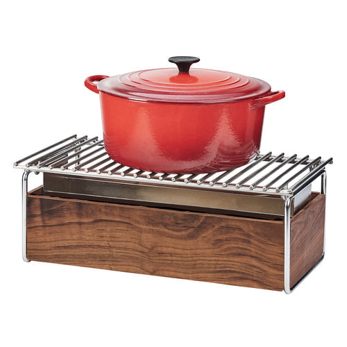 Cal-Mil 3722-49 Chafer Grill w/ Fuel Holder - 22" x 12", Walnut/Chrome-cityfoodequipment.com