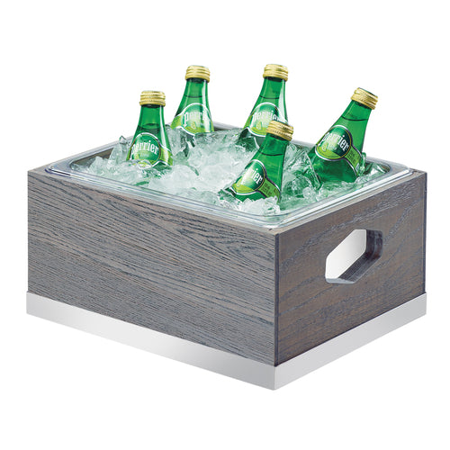 Cal-Mil 3800-10-83 Rectangular Ice Housing - 13 3/4"L x 11"W x 7 1/4"H, Oak Wood, Gray-cityfoodequipment.com