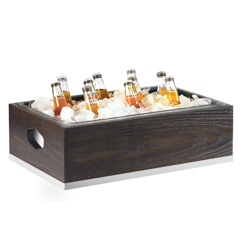 Cal-Mil 3800-12-87 Rectangular Ice Housing -21 1/4"L x 13 1/4"W x 7"H, Oak Wood, Gray-cityfoodequipment.com