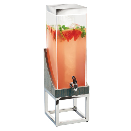 Cal-Mil 3804-3-83 3 gal Beverage Dispenser w/ Ice Tube - Plastic Container, Gray Oak/Silver Base-cityfoodequipment.com