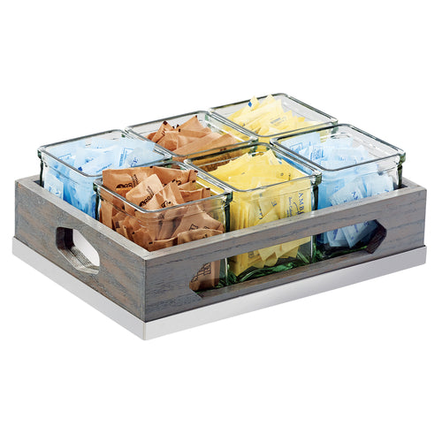 Cal-Mil 3805-83 Rectangular 6 Compartment Condiment Jar Display - Clear/Gray-cityfoodequipment.com